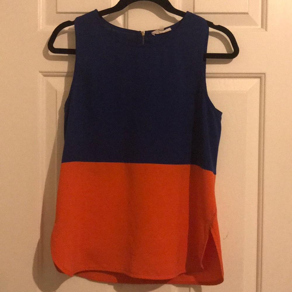 Orange and blue tank top blouse